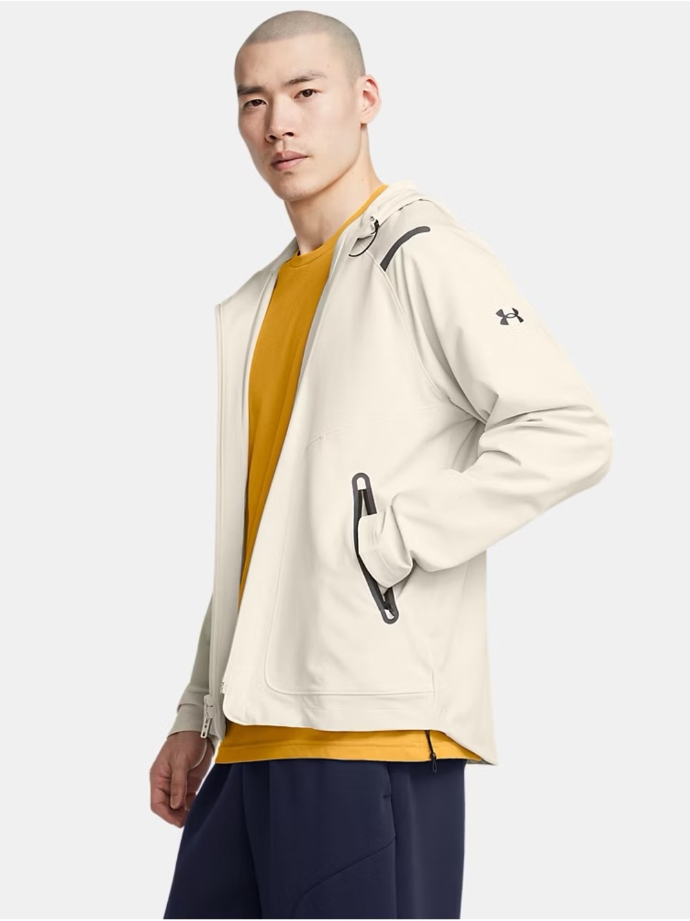 Under Armour Men's Cream Hooded Lightweight Jacket with Contrast Trim